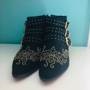 Topshop gold studded ankle boot size 8